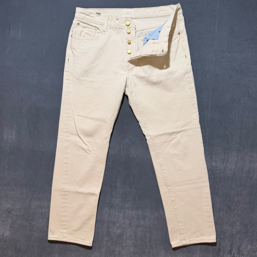 Sid Mashburn Jeans Men 34x30 Natural Cream Cotton Canvas Button Fly Made in USA